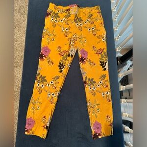 Floral Burnt Orange  slim fit trousers super stretch